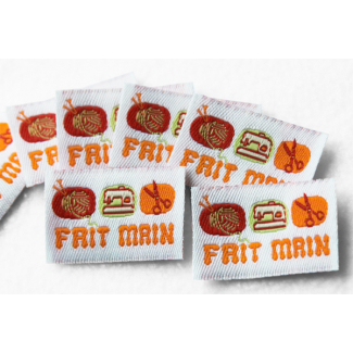 10 woven labels "Fait Main" Sewing icons