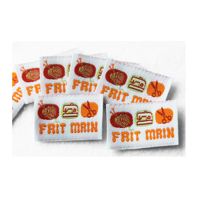 10 woven labels "Fait Main" Sewing icons