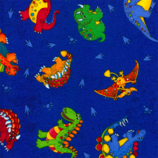 Flannel Print Blue Dinos Timeless Treasures