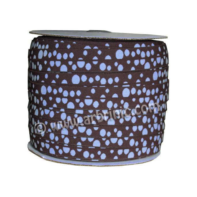 Fold Over Elastic 2.5cm / Choco-Blue Dots (100m roll)