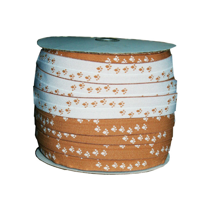 Fold Over Elastic 2.5cm Print Choco Paws (100m roll)