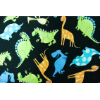 Cotton woven Dinos on black Timeless Treasure (per 10cm)