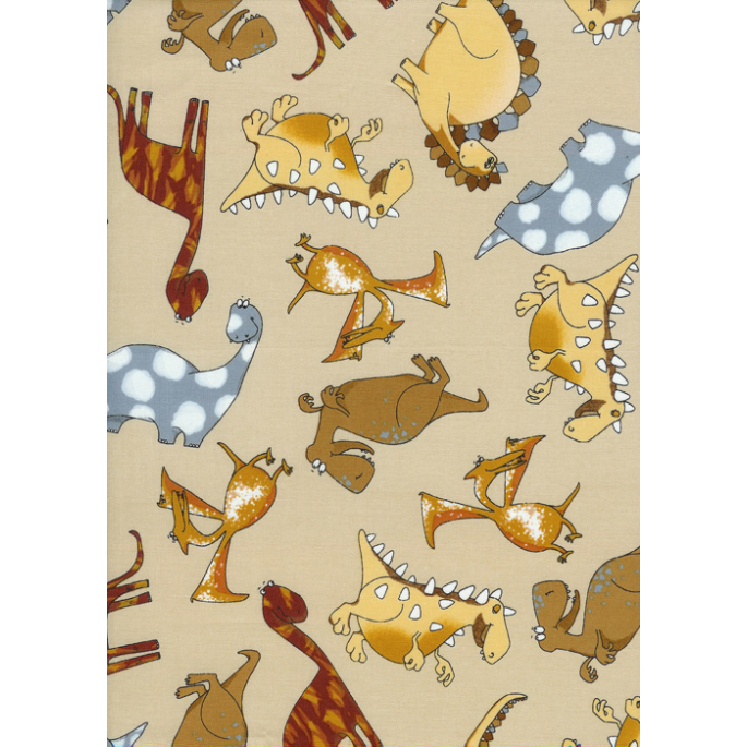 Cotton woven Dinos on cream Timeless Treasure (per 10cm)