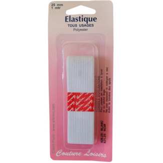 Elastique Tissé 25mm Blanc (1m)