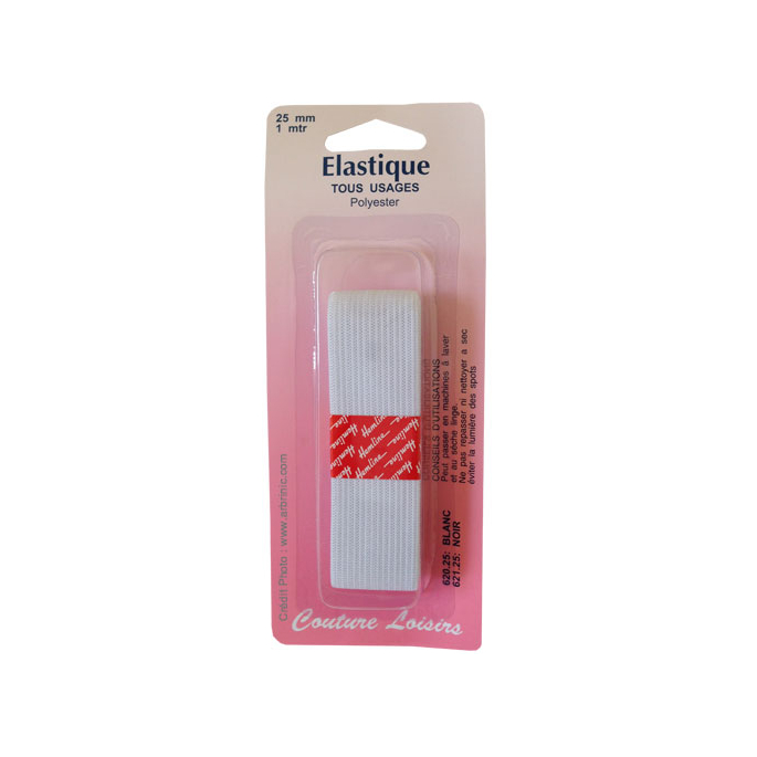 Elastique Tissé 25mm Blanc (1m)