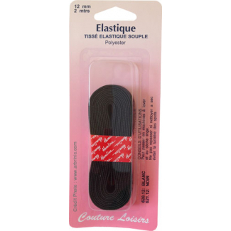 Elastique Tissé 12mm Noir (2m)