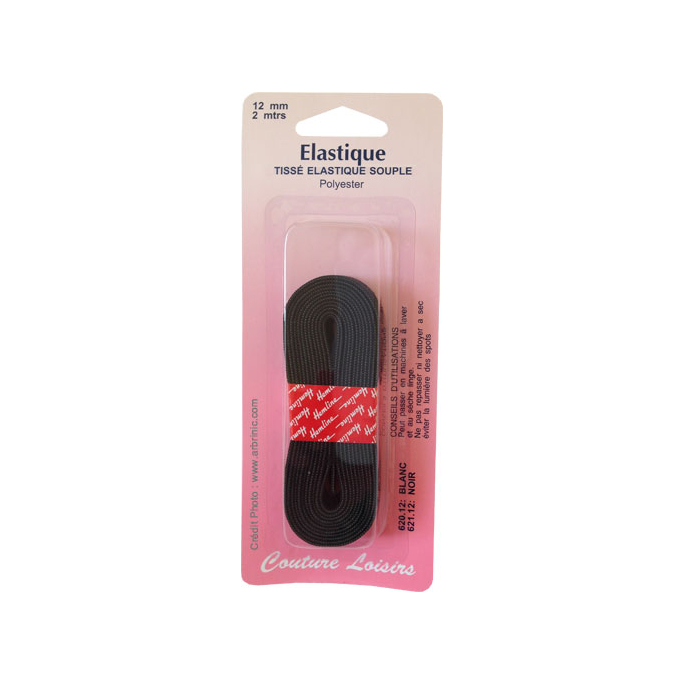 Elastique Tissé 12mm Noir (2m)