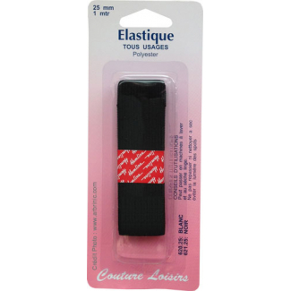 Elastique Tissé 25mm Noir (1m)