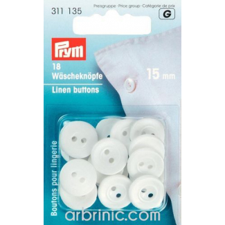 Boutons Lingerie 15mm - blanc (18 boutons)