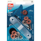 Boutons Jeans 17mm Etoiles Cuivre avec outil (x6)