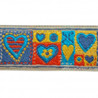 Jacquard Ribbon Hearts Blue 25mm (by meter)