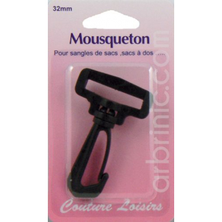 Mousqueton Noir pour sangle 32mm