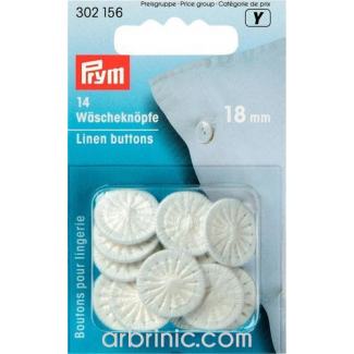 Boutons Lingerie Retors 18mm - recouverts coton (x14)