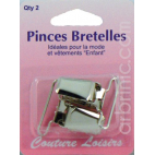 Pince pour bretelles couleur nickelée (x2)