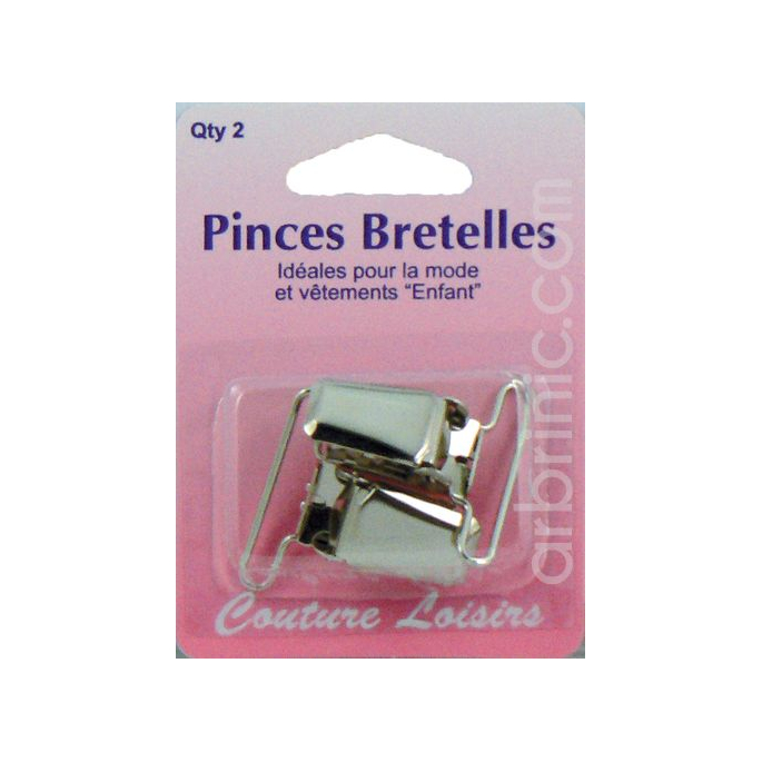 Pince pour bretelles couleur nickelée (x2)