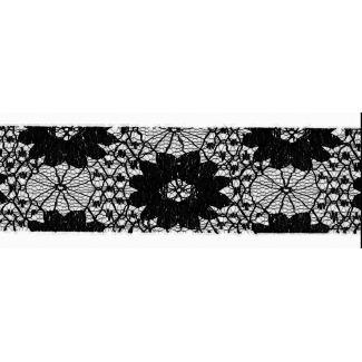 Lace Floral Ribbon 40mm - Black (by meter)