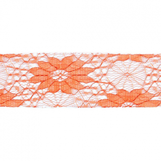 Lace Floral Ribbon 40mm - Orange (by meter)