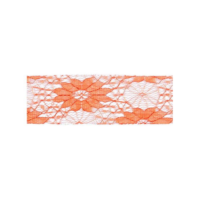 Lace Floral Ribbon 40mm - Orange (by meter)