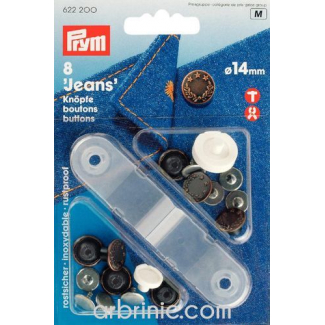 Jeans buttons 14mm Bronze laurels with tool (x8)