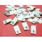 10 woven labels "S" (white background)