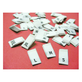 10 woven labels "S" (white background)