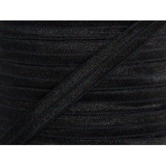 Shinny Fold Over Elastic Oekotex 15mm Black (25m bobin)