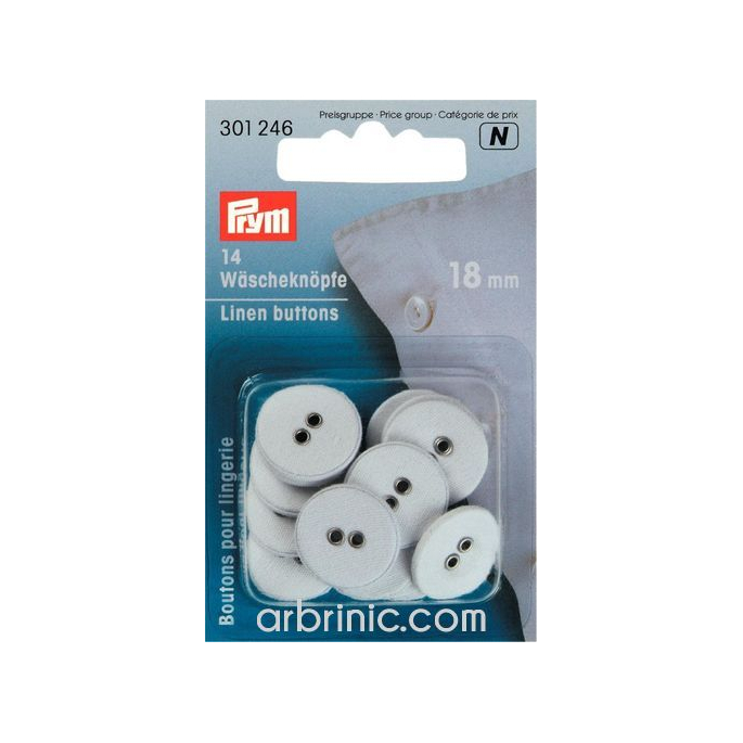 Boutons Lingerie 18mm - recouverts coton (x14)