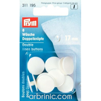 Double linen Buttons 17mm Eggshell color (x8)
