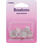 Boutons classiques à coudre assortiment (10 petits, 5 grands)