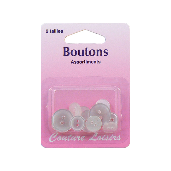 Boutons classiques à coudre assortiment (10 petits, 5 grands)