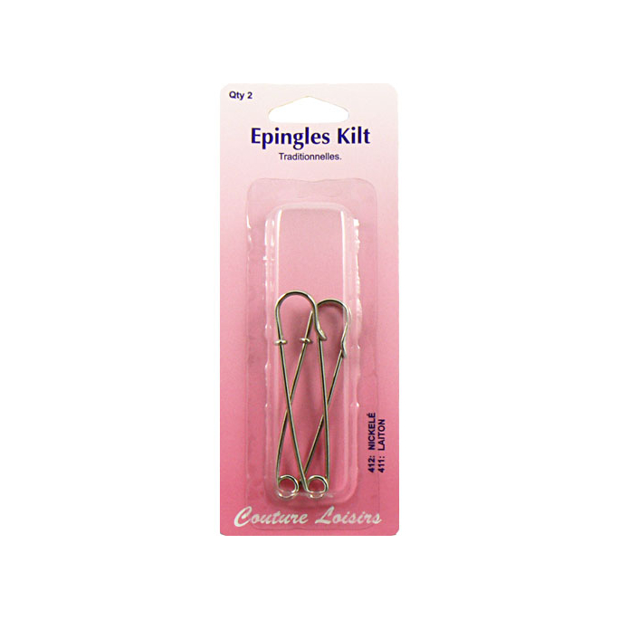 Epingles de Kilt Traditionnelles Couleur Nickel 75mm (x2)