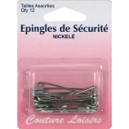 Safety Pins Nickel Assortment 33mm & 38mm (x12)