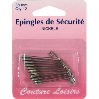 Safety Pins Nickel 38mm (x12)