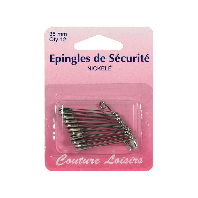 Safety Pins Nickel 38mm (x12)