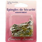 Safety Pins in 6 Assorted sizes and 2 colors (x48)
