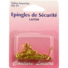 Safety Pins brass Assorted small sizes (x24)