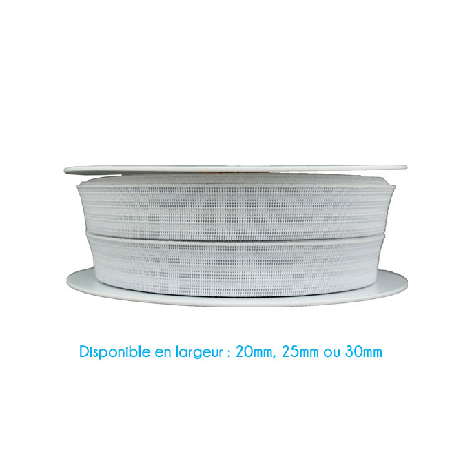 Elastique Gauffré 20mm Blanc (au mètre)