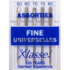 Machine needles Universal Assorted sizes 60-70-80 fines (x5)