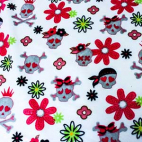 Minky - Pink Pirates on white - Robert Kaufman (per meter)