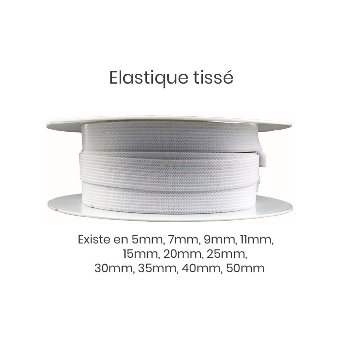 Elastique Tissé 40mm Blanc (au mètre)