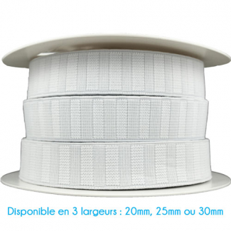 Elastique Gros Grain 20mm Blanc (au mètre)