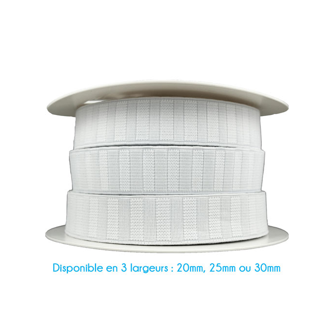 Non-Roll Flat Elastic White 20mm (by meter)