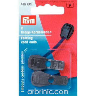 Cord stoppers PRYM plastic folding Black (x2)