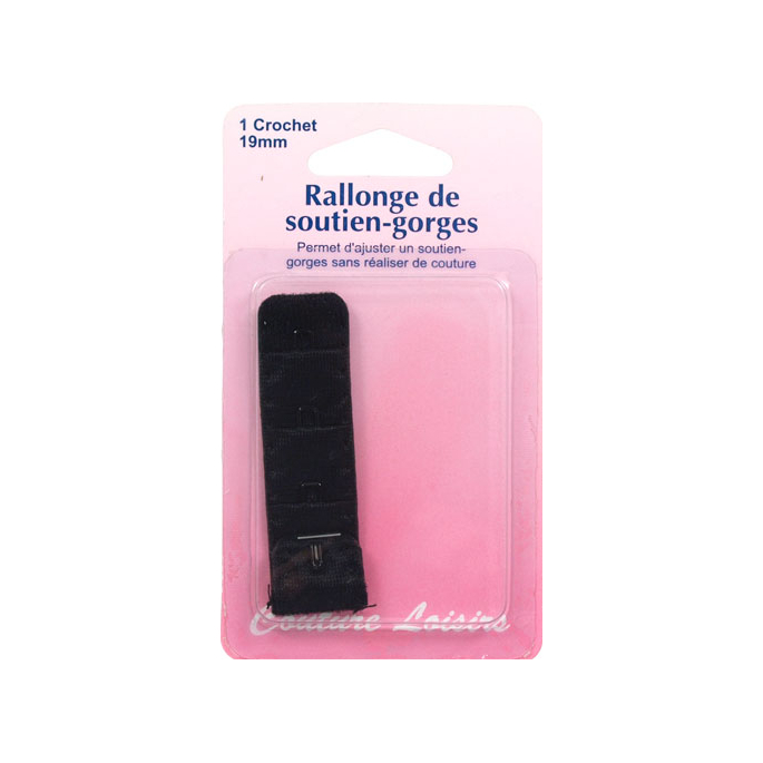 Bra extender 19mm 1 hook - Black