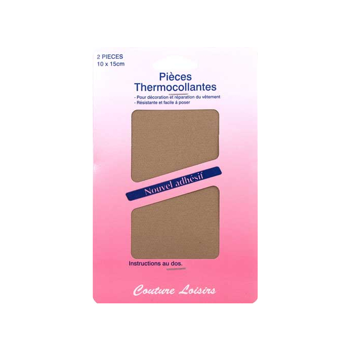 Pièce thermocollante - Coton Beige (x2)