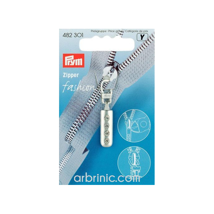 Zip puller Rhinestones PRYM