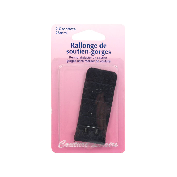 Bra extender 28mm 2 hooks - Black