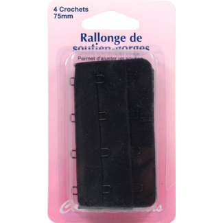 Rallonge Soutien-gorge 75mm 4 crochets - Noir