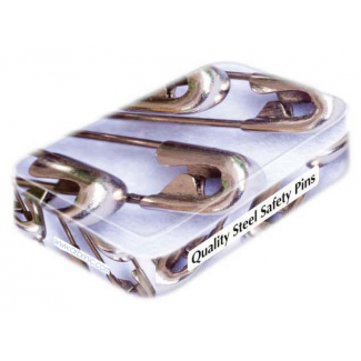 Steel Safety Pins - 4 assorted sizes in collectable tin (x100)