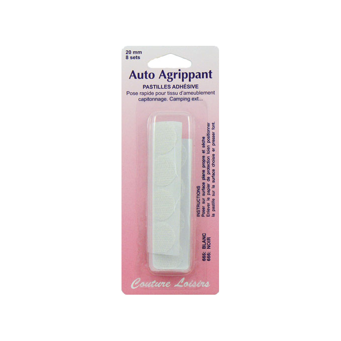 Hook & Loop adhesive Dots - white (8 sets)